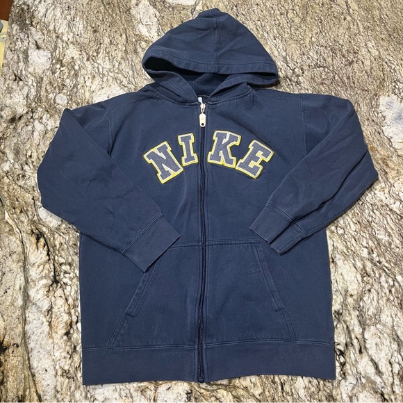 Nike Tops - Nike Navy Blue Hoodie with Yellow Accents